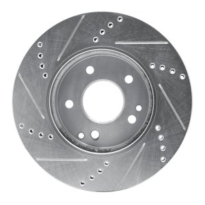 Mercedes-Benz SLK230 Brake Rotor (1) - Front Right - R1 Concepts - Drilled & Slotted - Silver - `96-`15